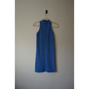 Bebe Y2K festival Bodycon Dress Glitter Knit Racerback Princess Blue size M/L